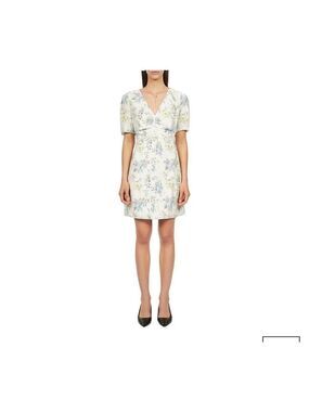 NWT The Kooples Floral Shirred Puff-Sleeve Mini Dress XS